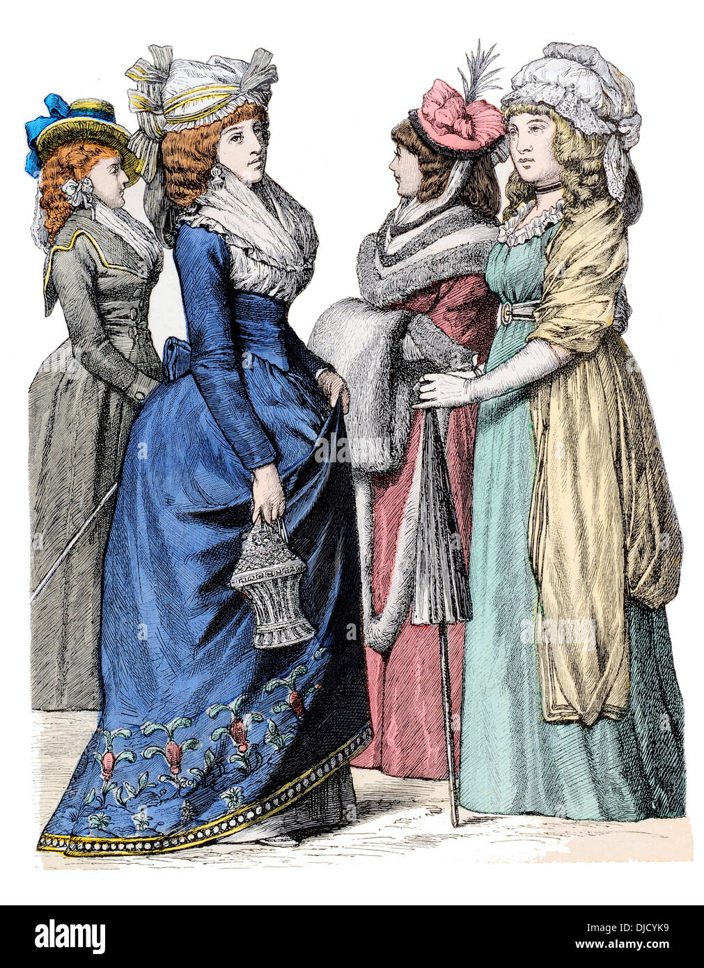 Late 18th century XVIII 1790s German Costumes Stock Photo