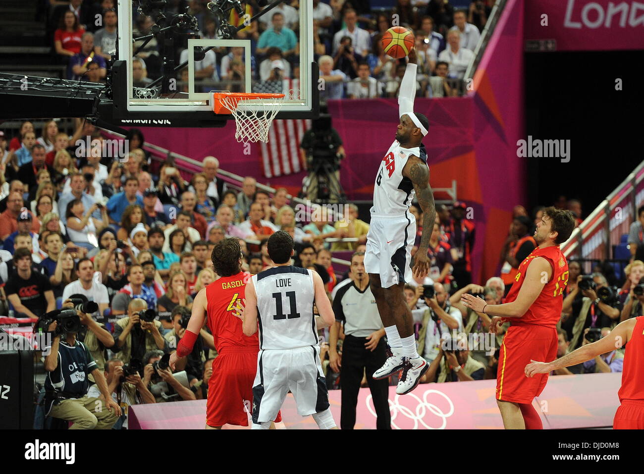 Lebron James Men's Basketball gold medal game between the United States and Spain on Day 16 of