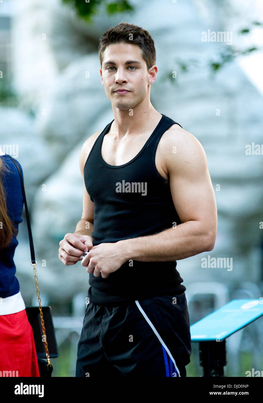 Dean Geyer on the set of "Glee" in City Hall Park New York City, USA -  12.08.12 Stock Photo - Alamy