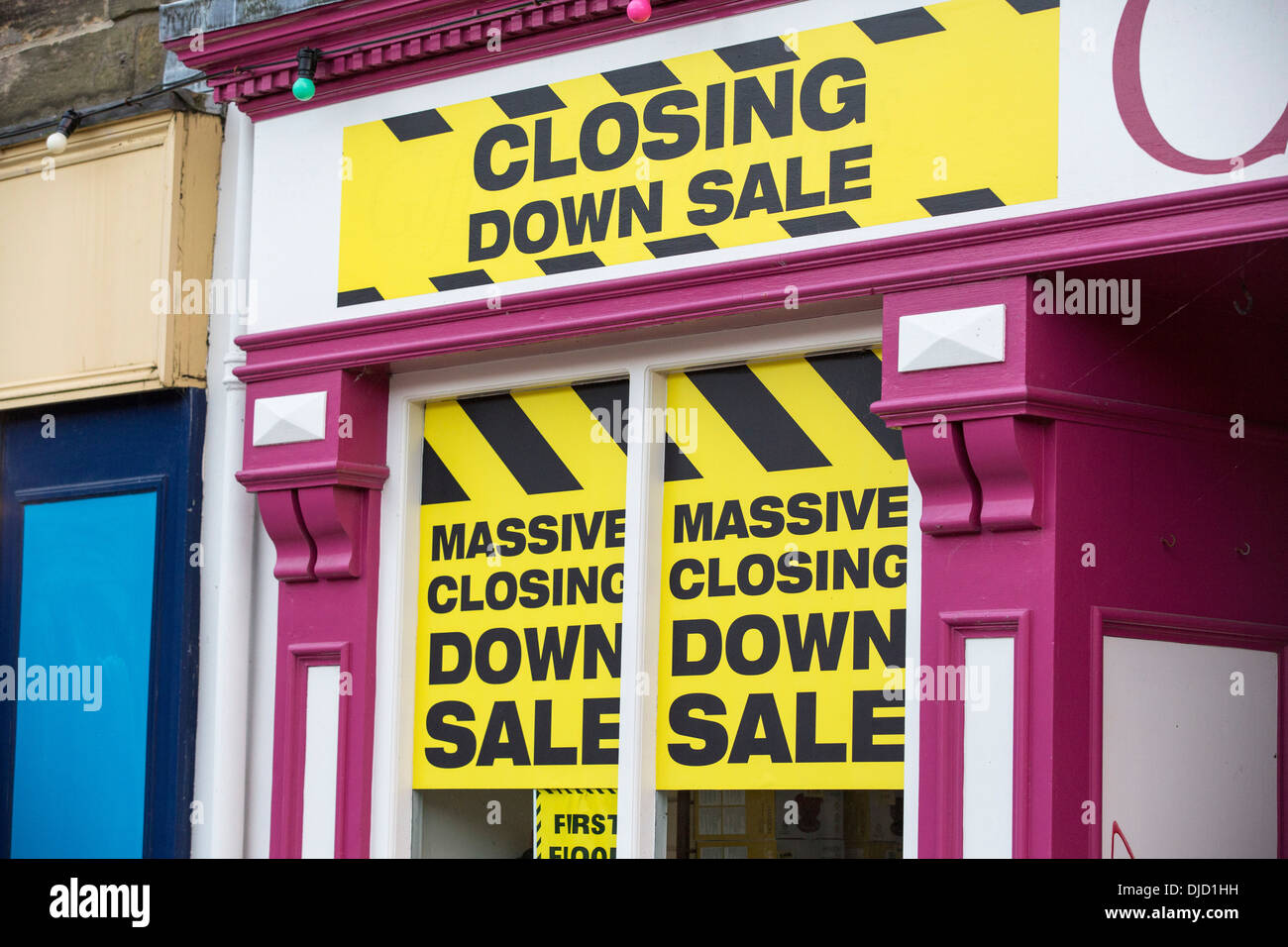 A closing down sale at a shop in Alnwick, Northumberland, UK Stock ...