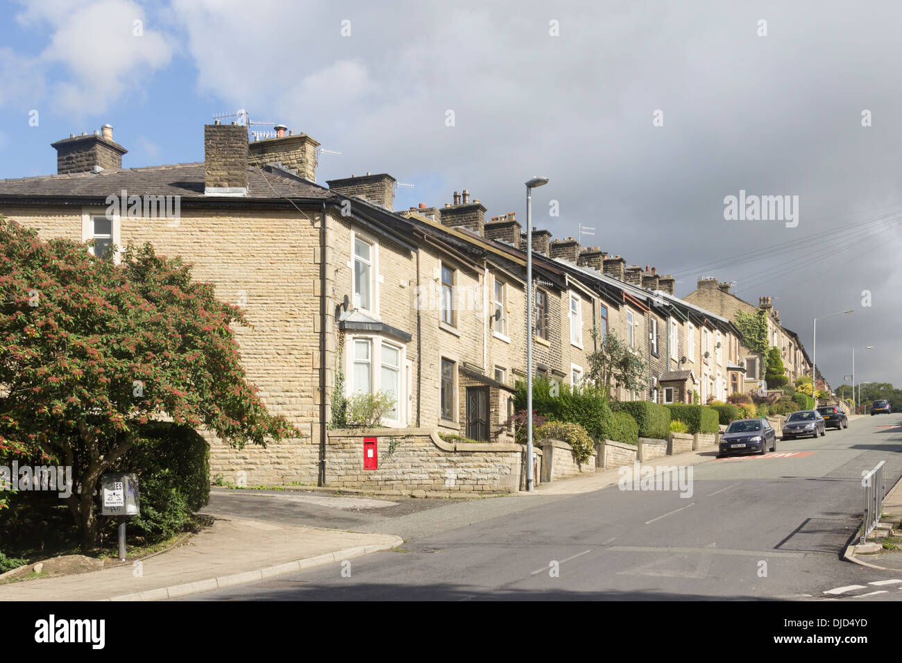 The eastern section of Peel Brow, Ramsbottom, Lancashire. Looking east from its junction with Bury New Road. Stock Photo