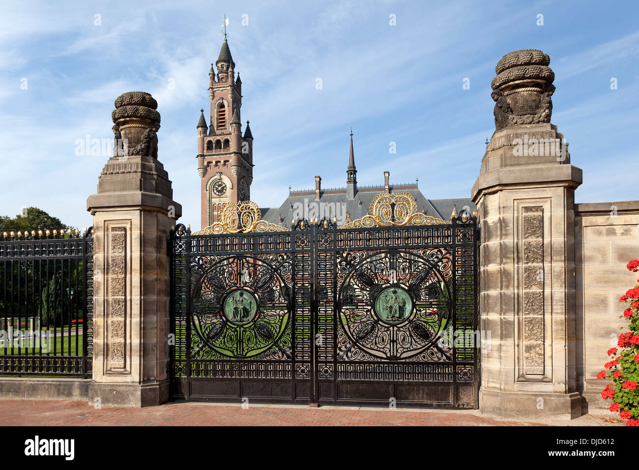 Iron gates of the Peace Palace in The Hague, Holland Stock Photo