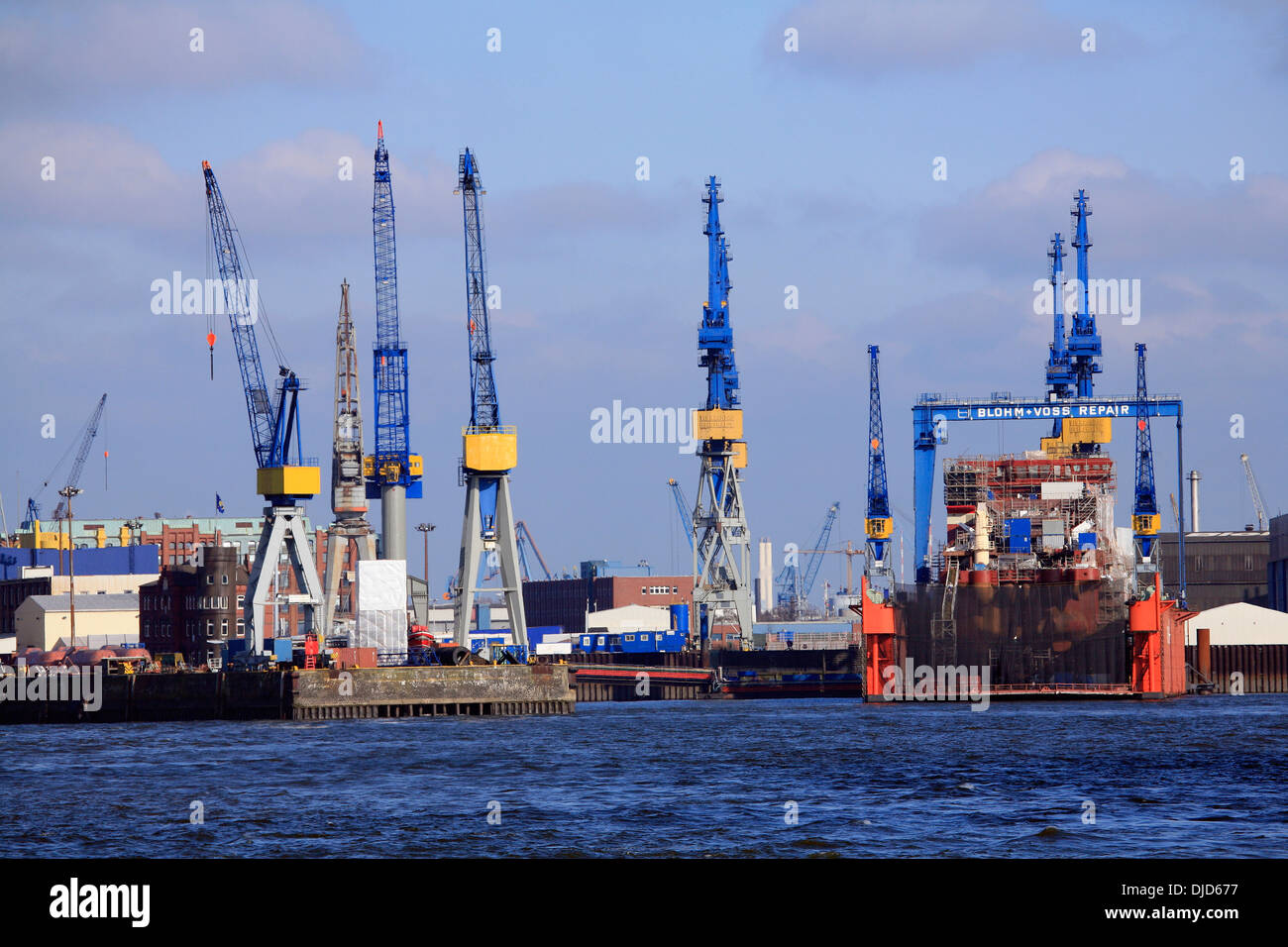 dock at port of Hamburg, Germany Stock Photo