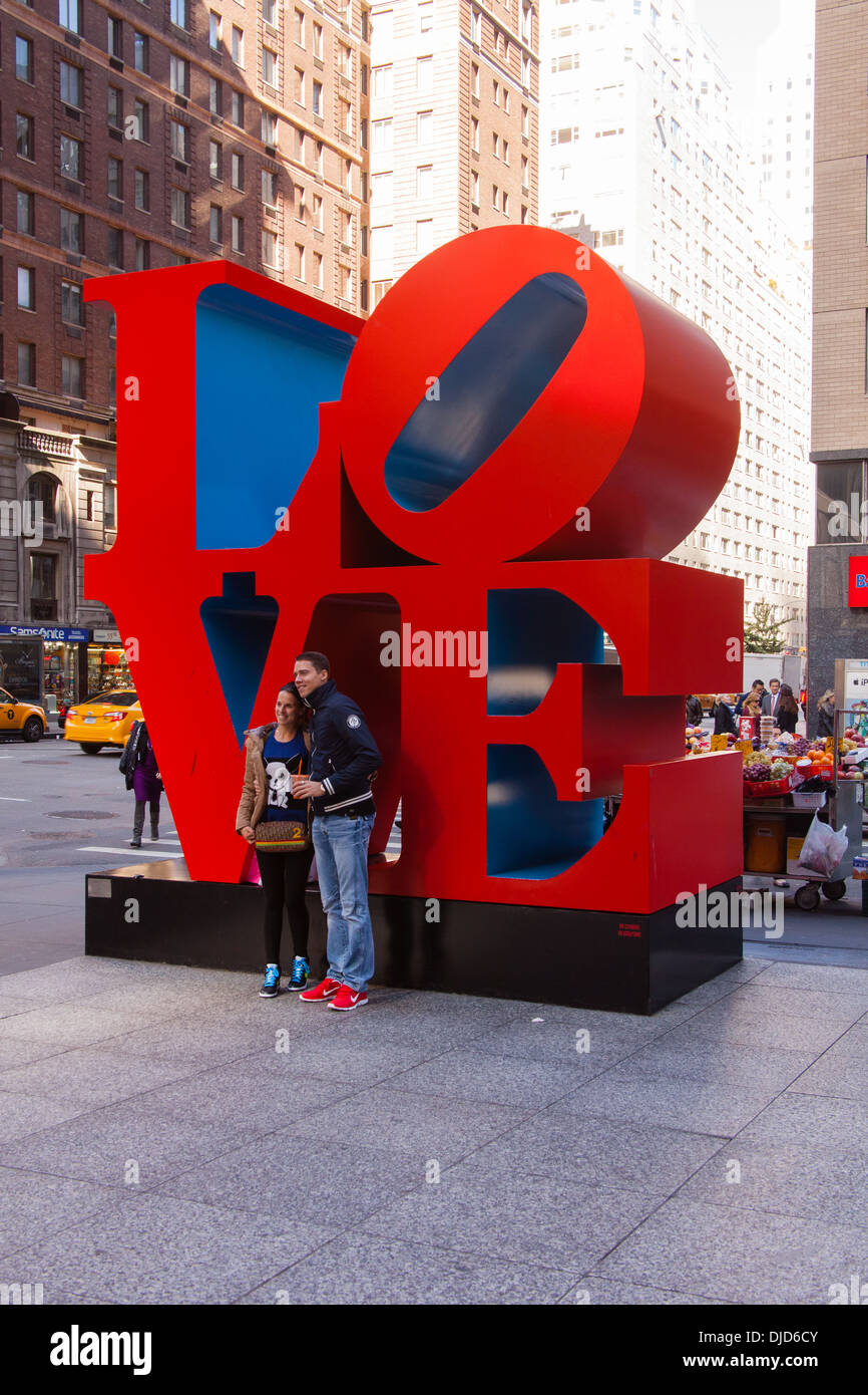 Love sculpture by Robert Indiana, 6th Avenue, Manhattan, New York City