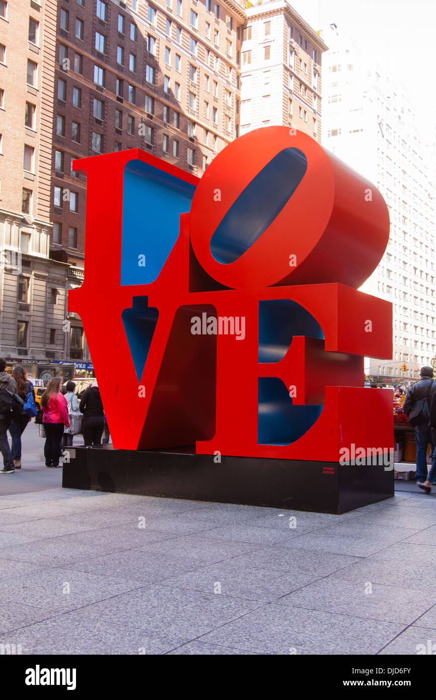 Love sculpture by Robert Indiana, 6th Avenue, Manhattan, New York City, United States of America. Stock Photo