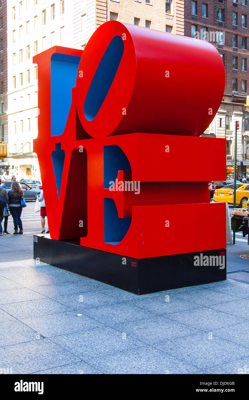 Love sculpture by Robert Indiana, 6th Avenue, Manhattan, New York City, United States of America. Stock Photo
