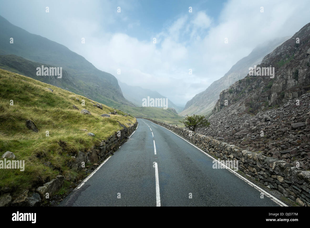 Great Britian, Wales, Llanberis Pass at Snowdonia National Park Stock Photo