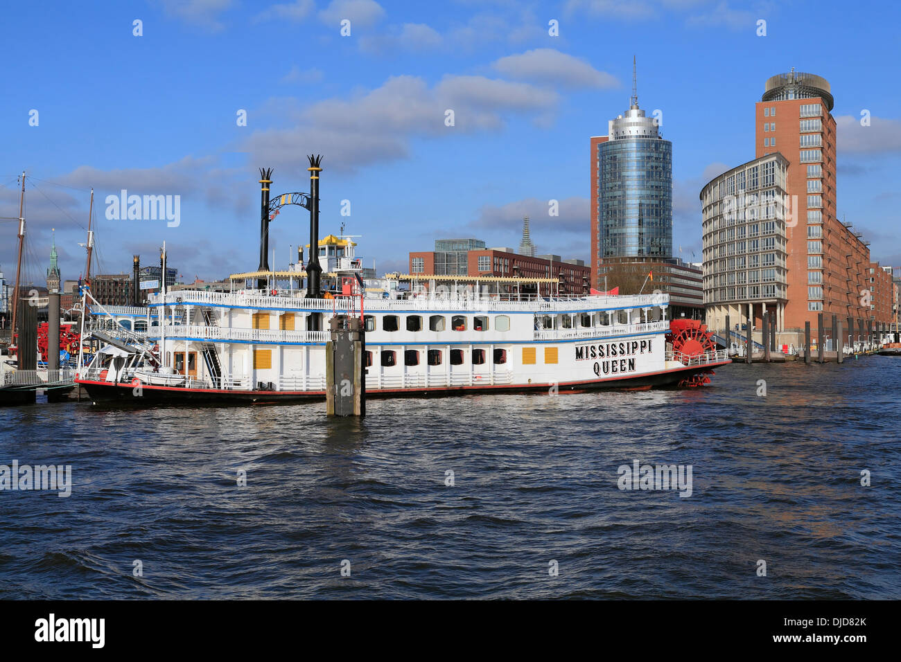 sightseeing paddle wheel steamer, Port of Hamburg, Germany Stock Photo