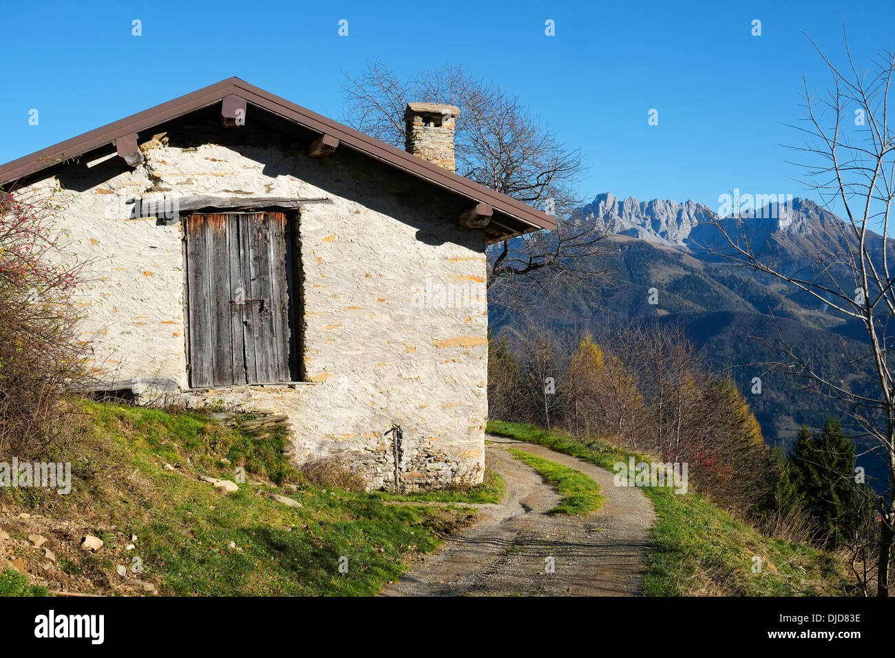 Mountain hut in Val di Scalve, Alps mountains, Italy Stock Photo