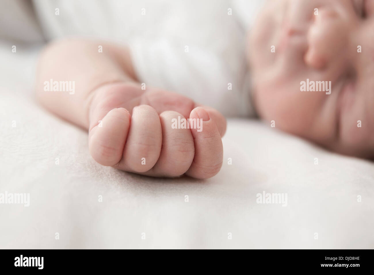 Little hand of sleeping male newborn, closeup Stock Photo Alamy