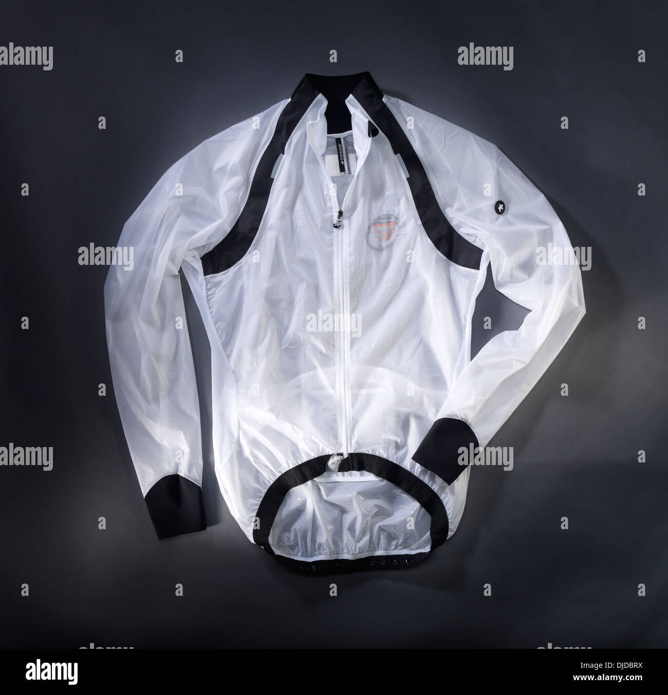 Lightweight waterproof cycling jacket Stock Photo