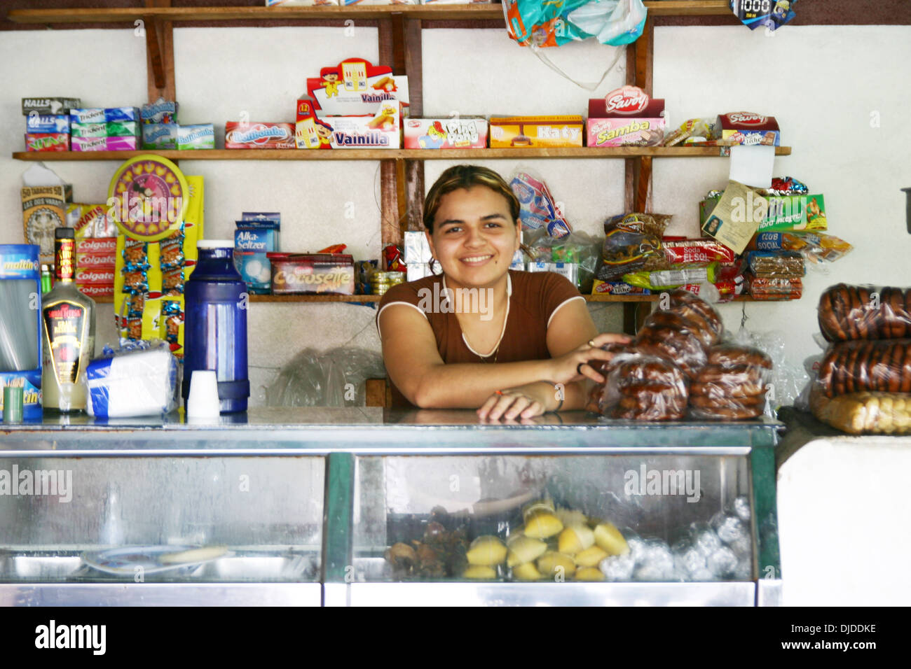 Woman in a shop in Caracas, Venezuela Stock Photo