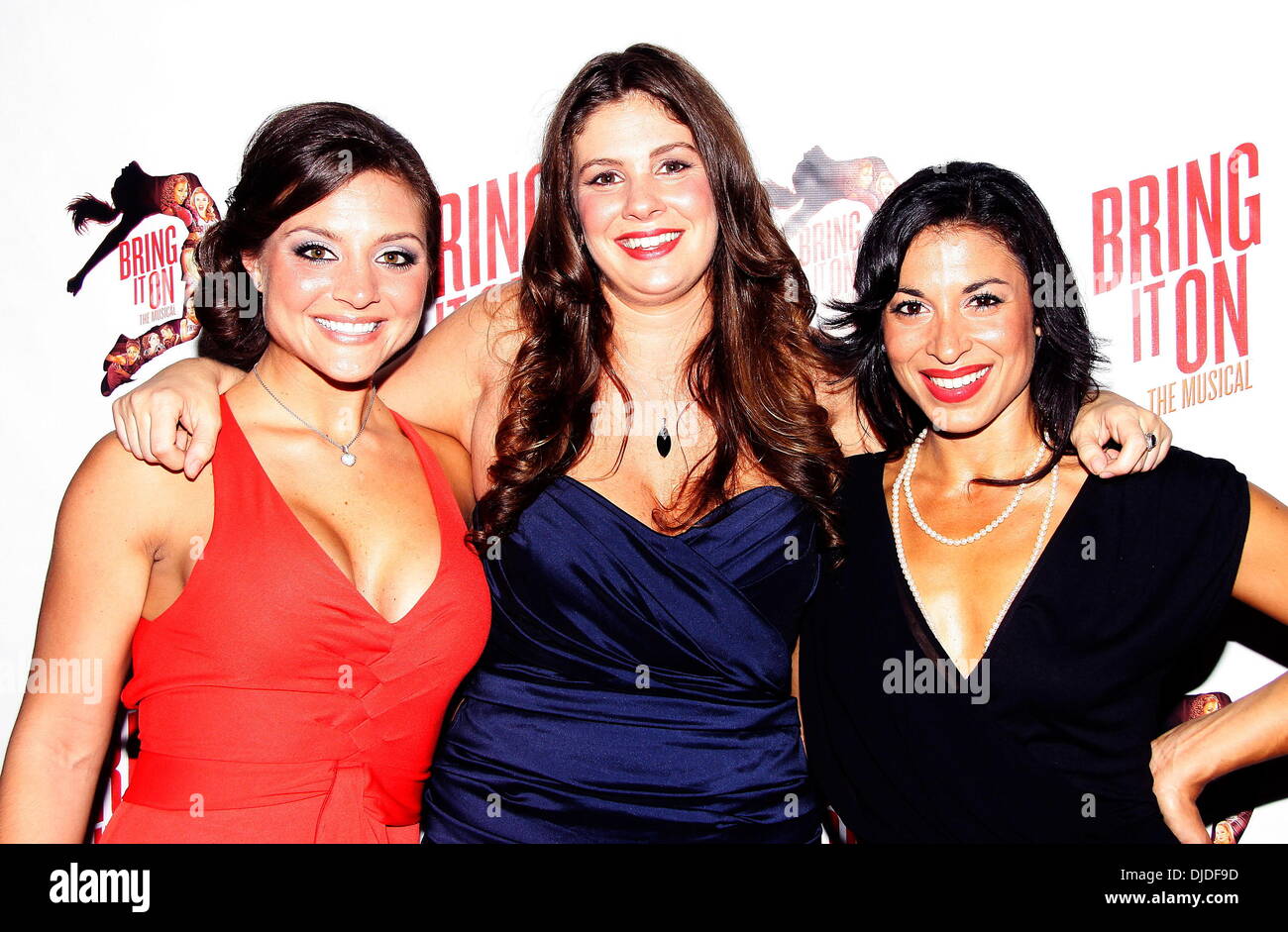 Jessica Colombo, Holly-Ann Ruggiero and Stephanie Klemons Broadway opening  night of 'Bring It On: The Musical' at the Saint James Theatre - Arrivals  New York City, USA - 01.08.12 Stock Photo - Alamy