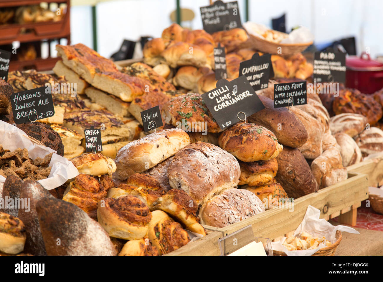 Home made bread stall at Ludlow food festival, Ludlow, Shropshire, England, UK Stock Photo Alamy