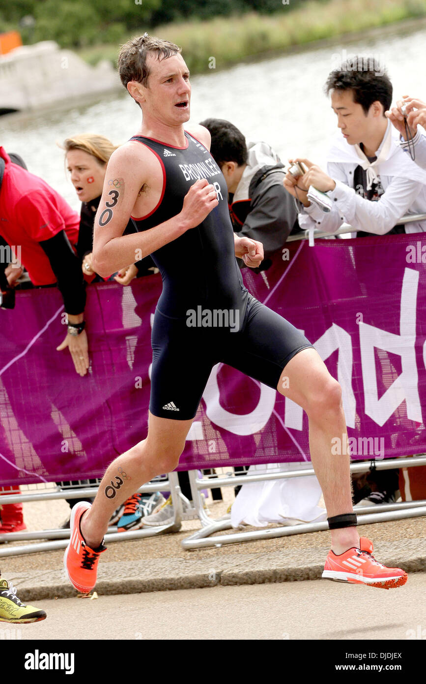 Alistair Brownlee of Great Britian London 2012 Olympic Games - Triathlon, held at Hyde Park London, England - 07.08.12 Stock Photo