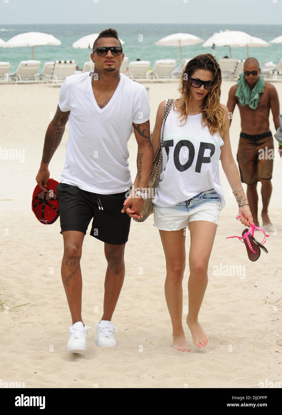 Kevin-Prince Boateng and girlfriend Melissa Satta on holiday Miami Beach, Florida - 07.06.12 Stock Photo