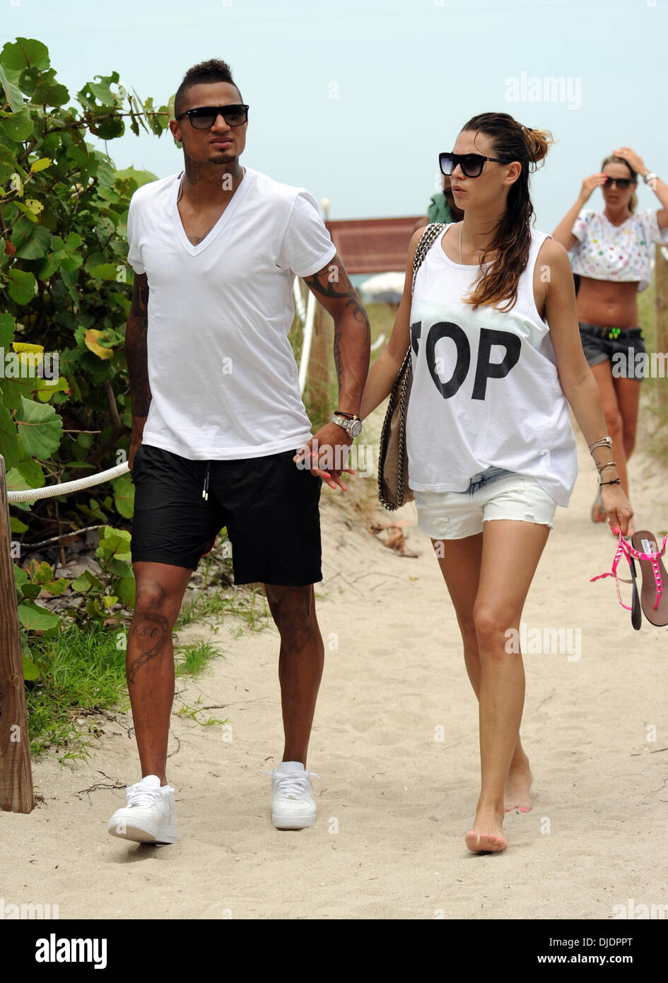 Kevin-Prince Boateng and girlfriend Melissa Satta on holiday Miami Beach, Florida - 07.06.12 Stock Photo