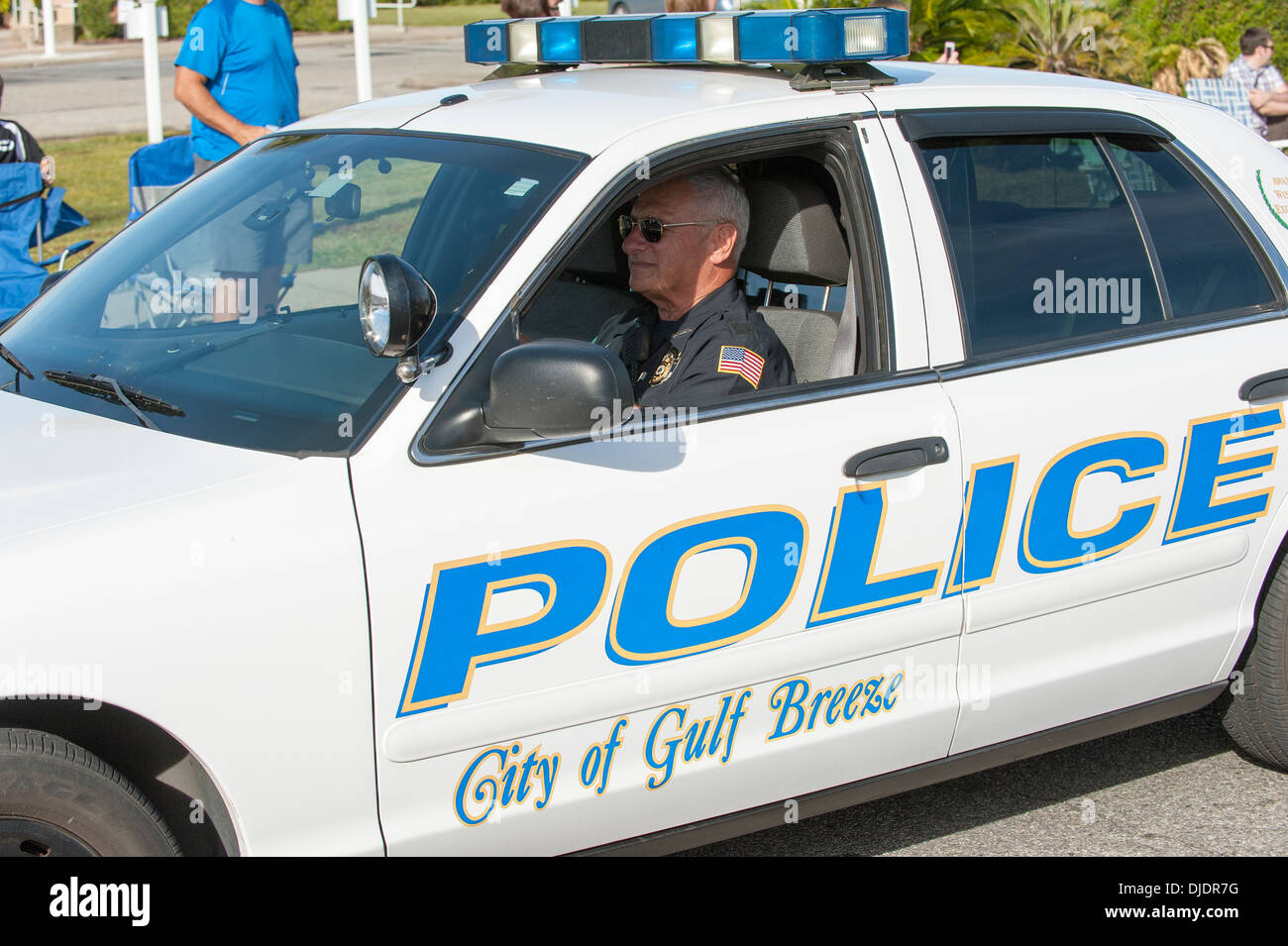 Police officer driving car City of Gulf Breeze Florida USA Stock ...