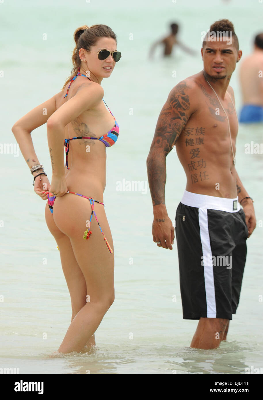 Kevin-Prince Boateng and Melissa Satta spend the day together on Miami  Beach Miami, Florida - 08.06.12 Stock Photo - Alamy