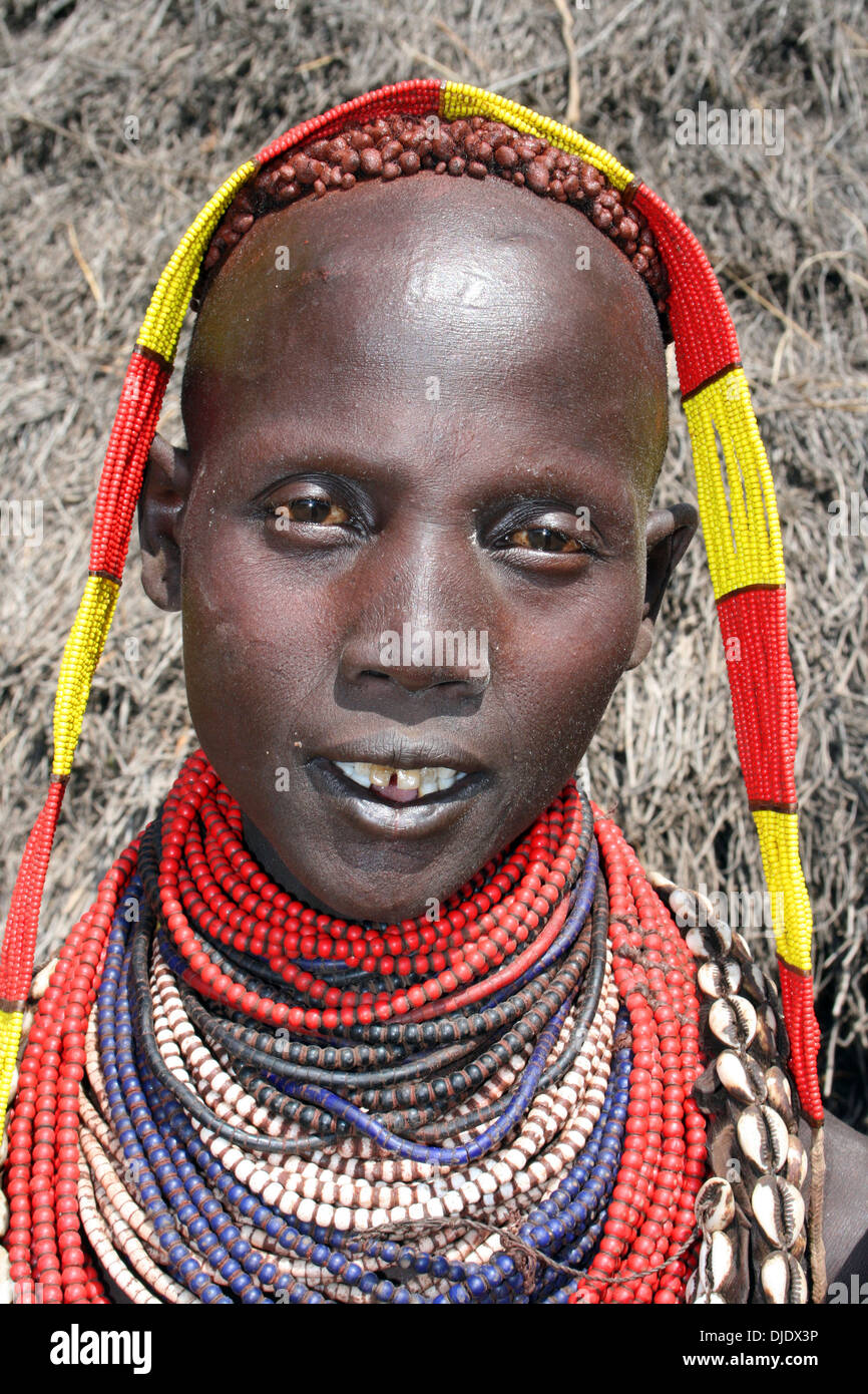 Karo Tribe Woman, Omo Valley Ethiopia Stock Photo