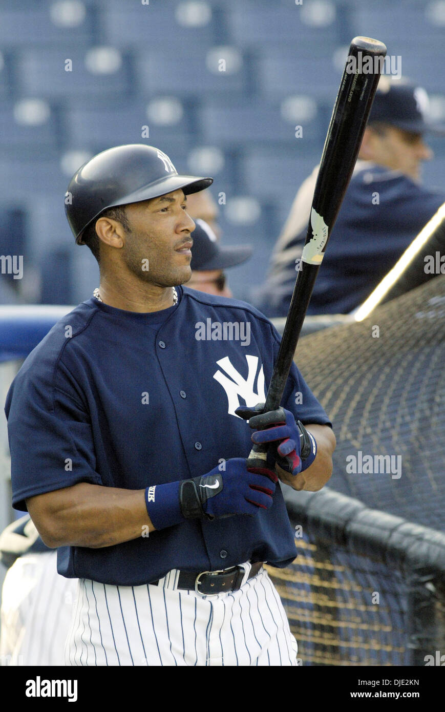 March 12, 2004; Tampa, FL, USA; New York Yankees outfielder GARY SHEFFIELD  takes batting practice before the spring training game with the Houston  Astros at Legends Field in Tampa, FL, Friday, March
