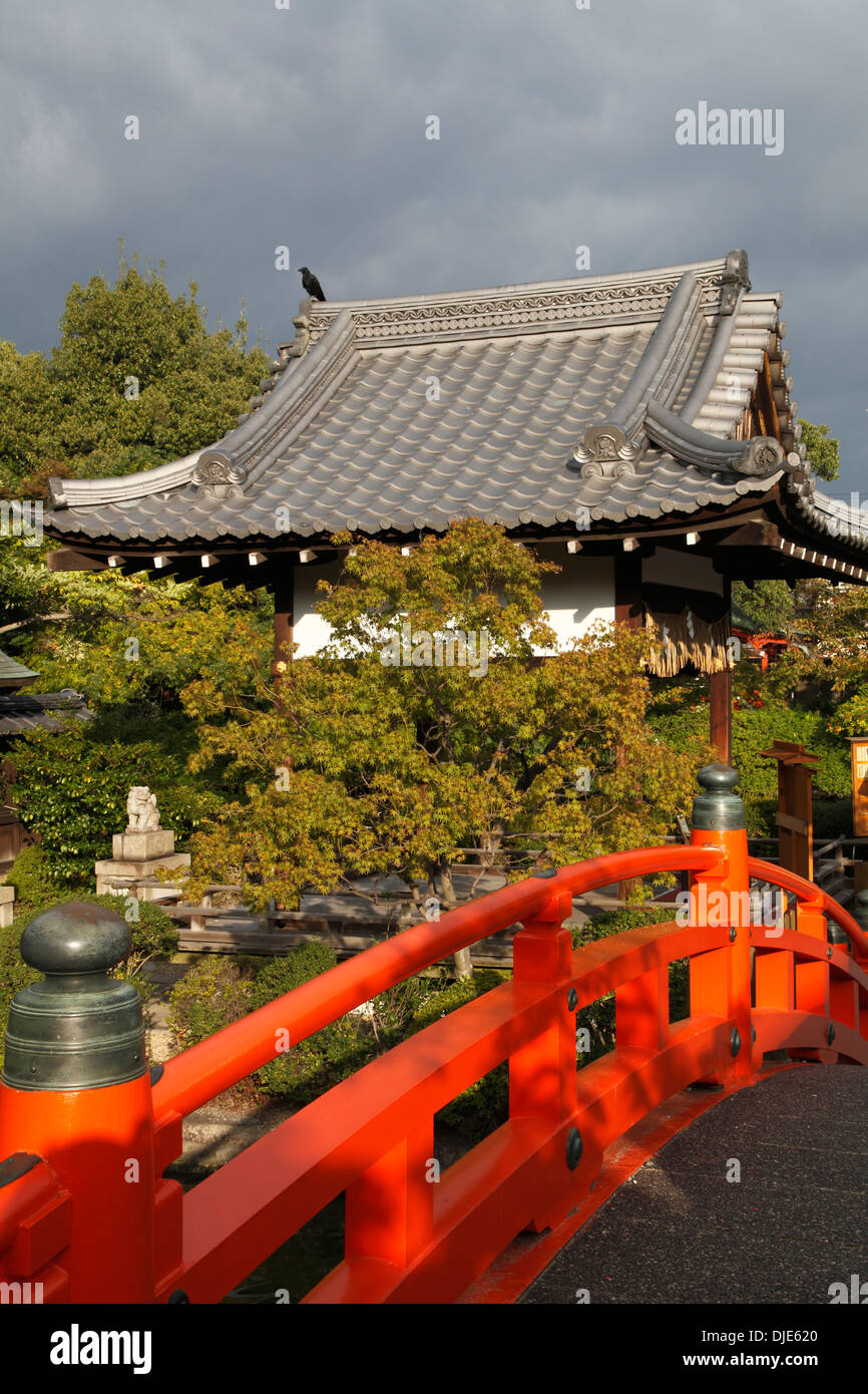 Japan Kyoto Shinsen-en Garden bridge Stock Photo