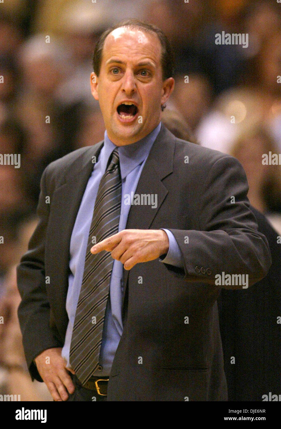 Apr 28, 2004; Los Angeles, CA, USA; Houston Rockets head coach JEFF VAN GUNDY reacts after the LA Lakers eliminated the Houston Rockets off the first round playoff basketball game. The Lakers defeated the Rockets 97-78 taking the series 4-1. Lakers will play the San Antonio Spurs in the conference semi finals. Stock Photo