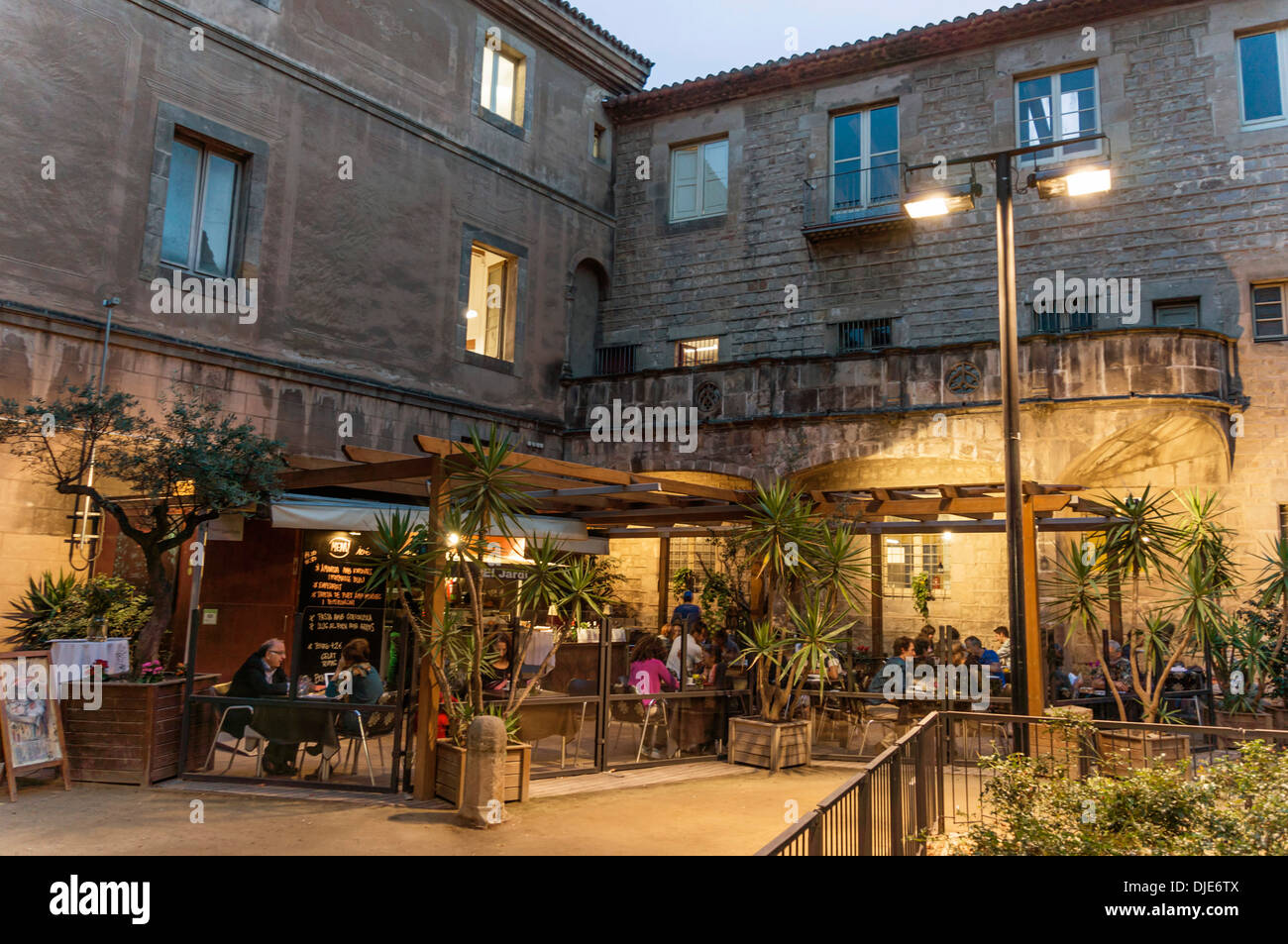 El Jardi Restaurant, Raval, Barcelona Stock Photo