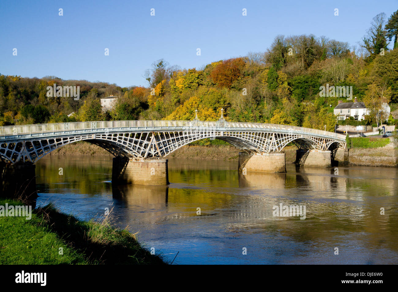 Chepstow Bridge and River Wye, Chepstow, Monmouthshire, South Wales. Stock Photo