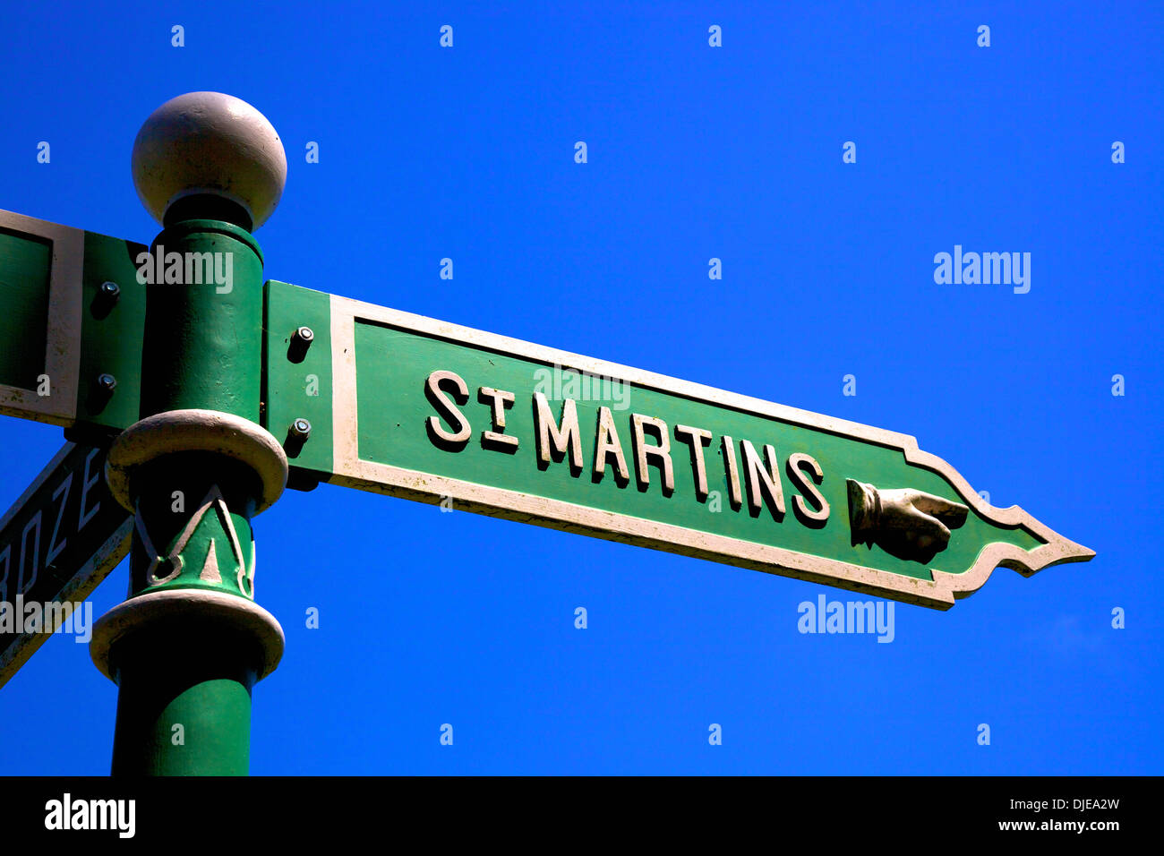 Traditional Road Signs, Jersey, Channel Islands Stock Photo Alamy
