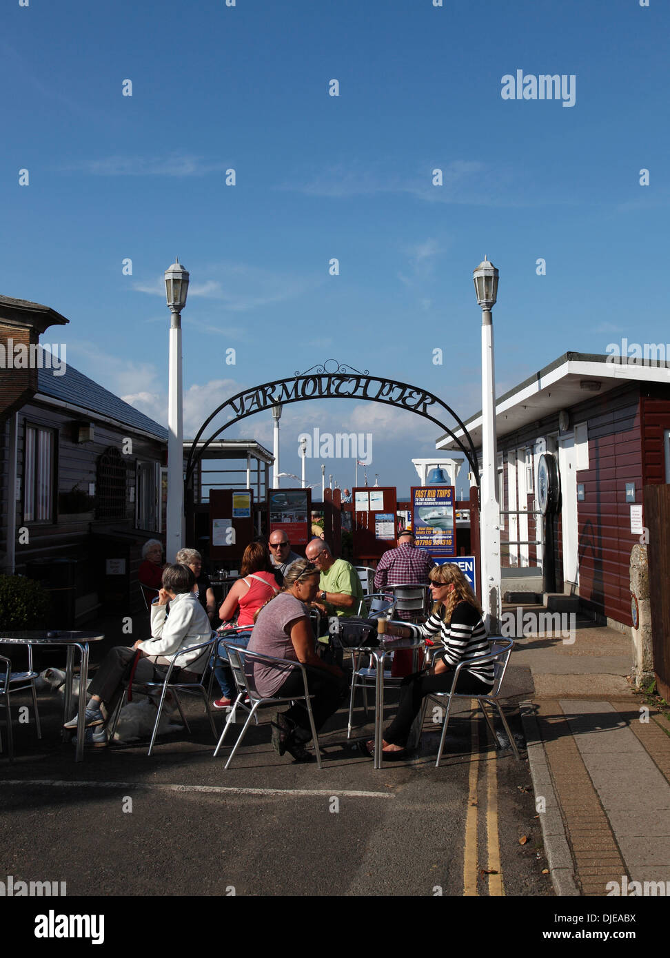 Entrance to Yarmouth pier Yarmouth Isle of Wight Hampshire England Stock Photo