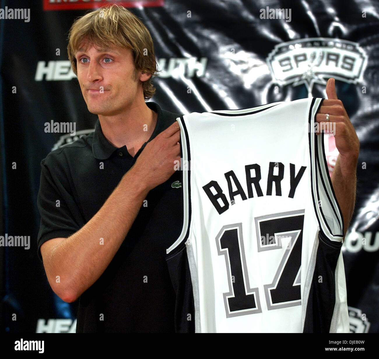 Jul 15, 2004; San Antonio, TX, USA; BRENT BARRY, one of the newest Spurs  around, holds