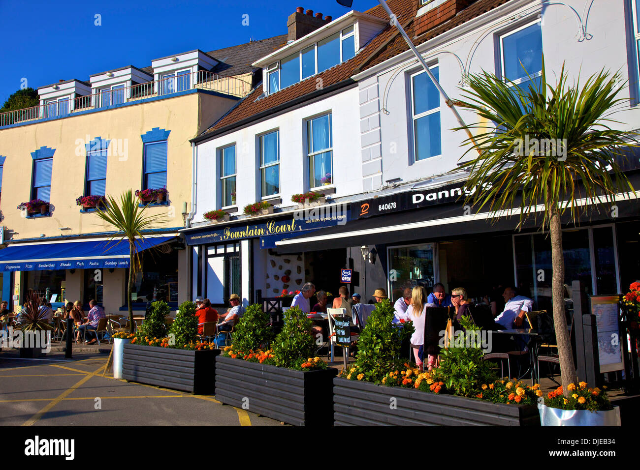 Outdoor Restaurants, Gorey, Jersey, Channel Islands Stock Photo - Alamy