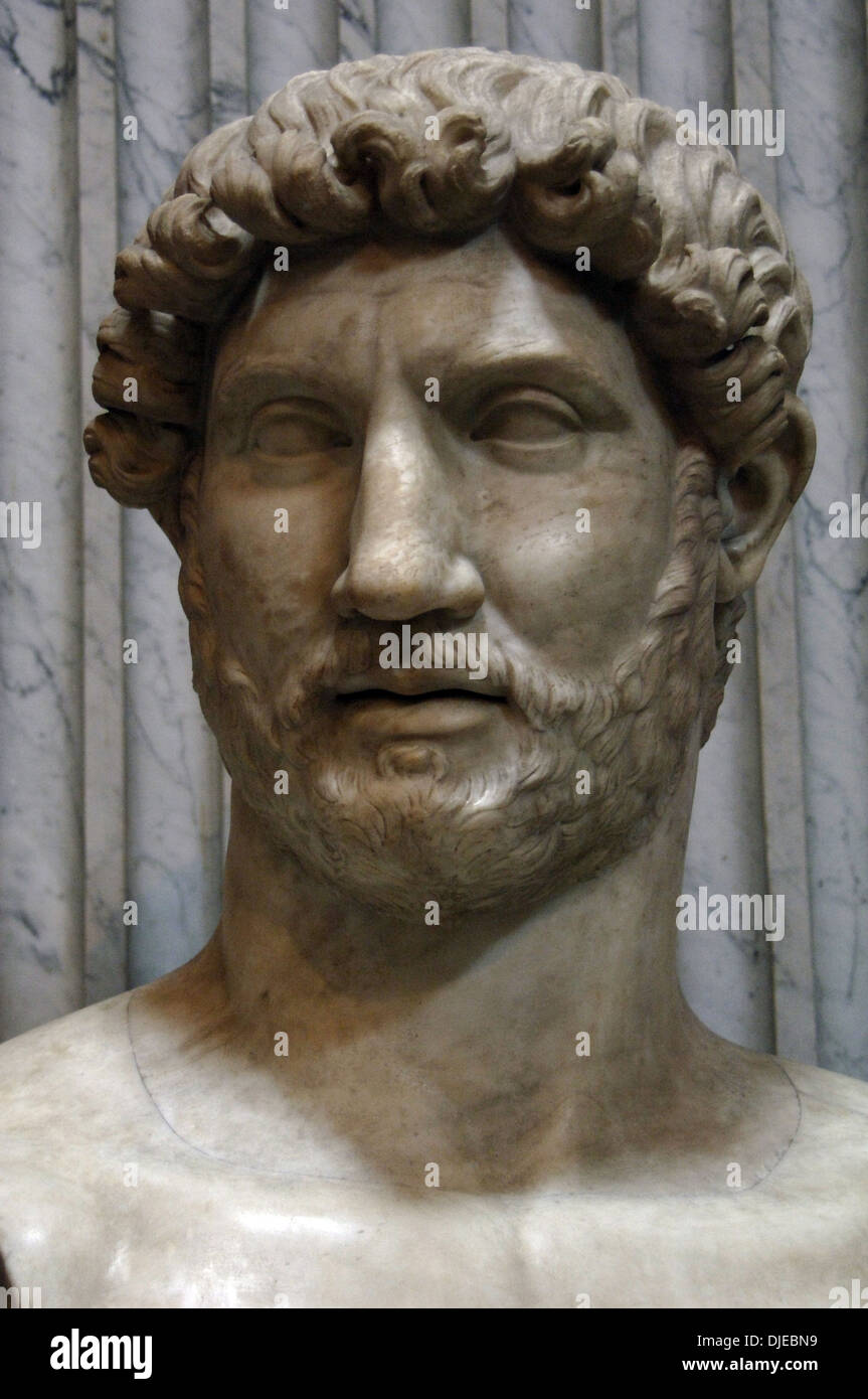 Publio Aelio Hadrian (76-138). Roman Emperor (117-138). Bust. From Sant'Angelo Castle. Vatican Museums. Vatican City. Stock Photo