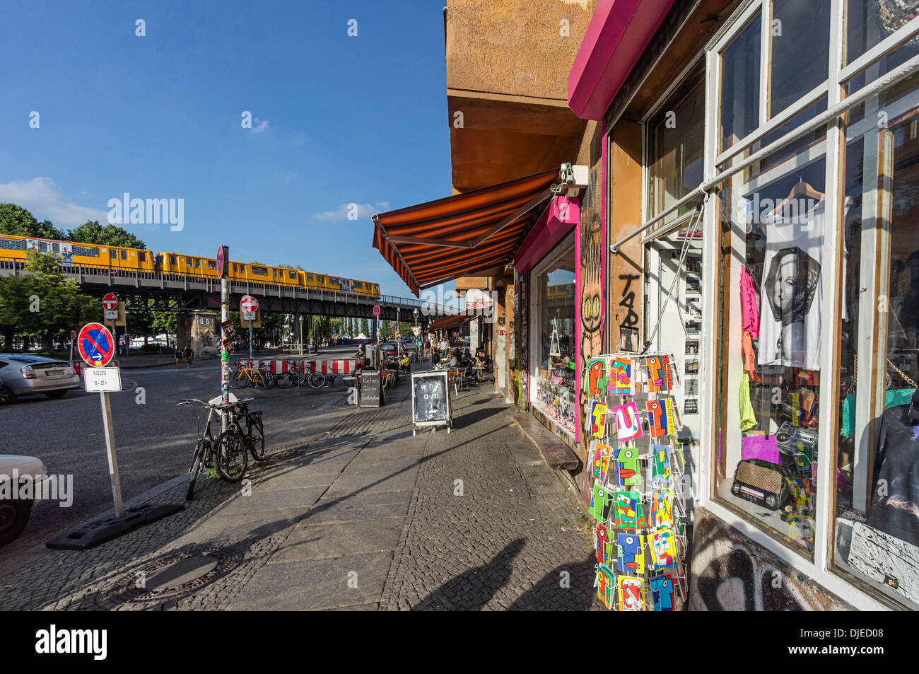 Falkenstein Street near Oberbaum Bridge, Design Store, Club Scene, Kreuzberg, Berlin Stock Photo