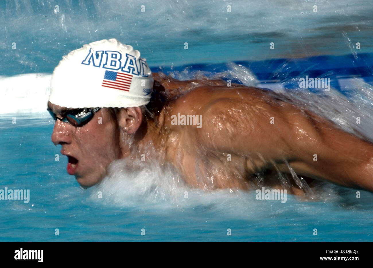 Michael Phelps continued his domination at the U.S. Olympic Team Swim Trials in Long Beach, Calif.  winning the 200m Butterfly Saturday July 10, 2004 and claiming another berth to the Greek Games in August. (Contra Costa Times/Karl Mondon )/ZUMA Press Stock Photo