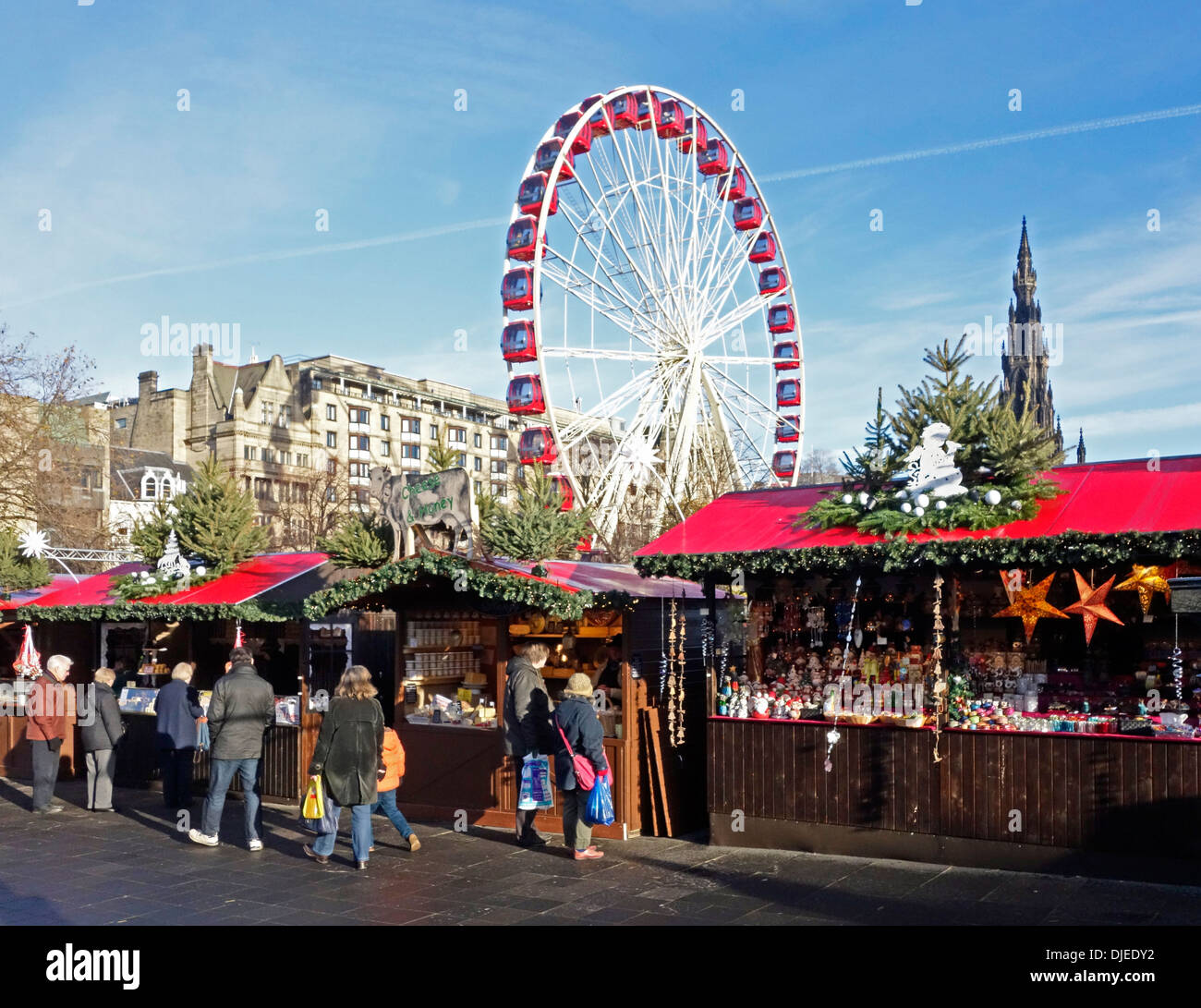 Edinburgh's Christmas in East Princes Street Gardens with market stalls
