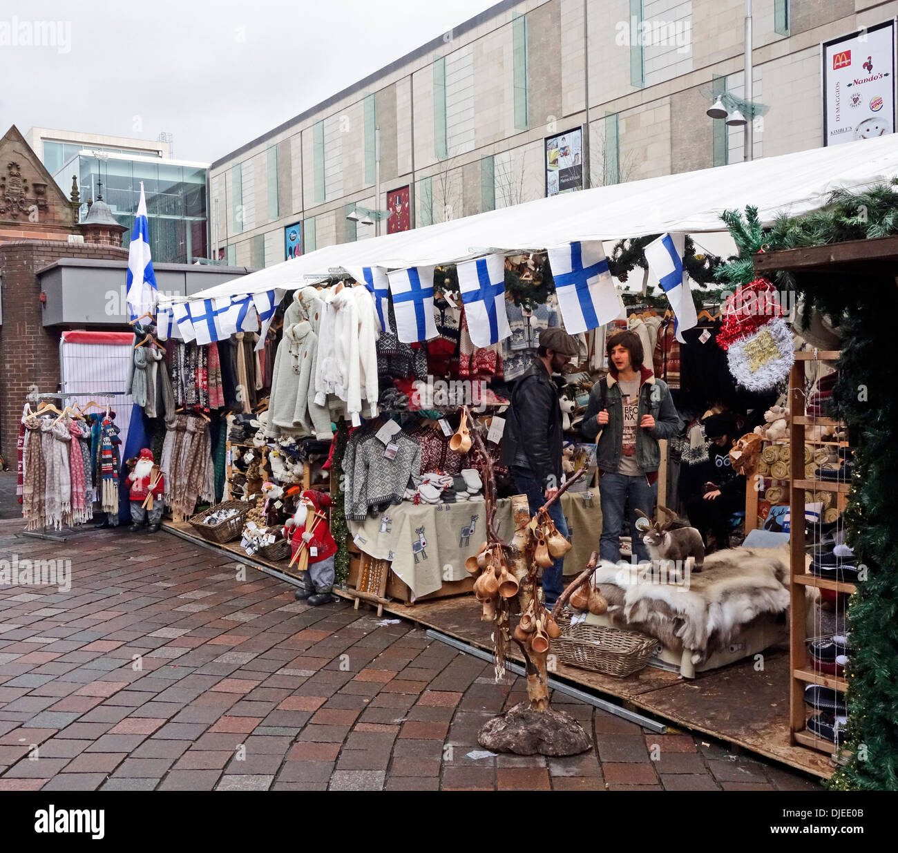 Sales stalls in Glasgow's Christmas market at St. Enoch Square in Glasgow Scotland Stock Photo