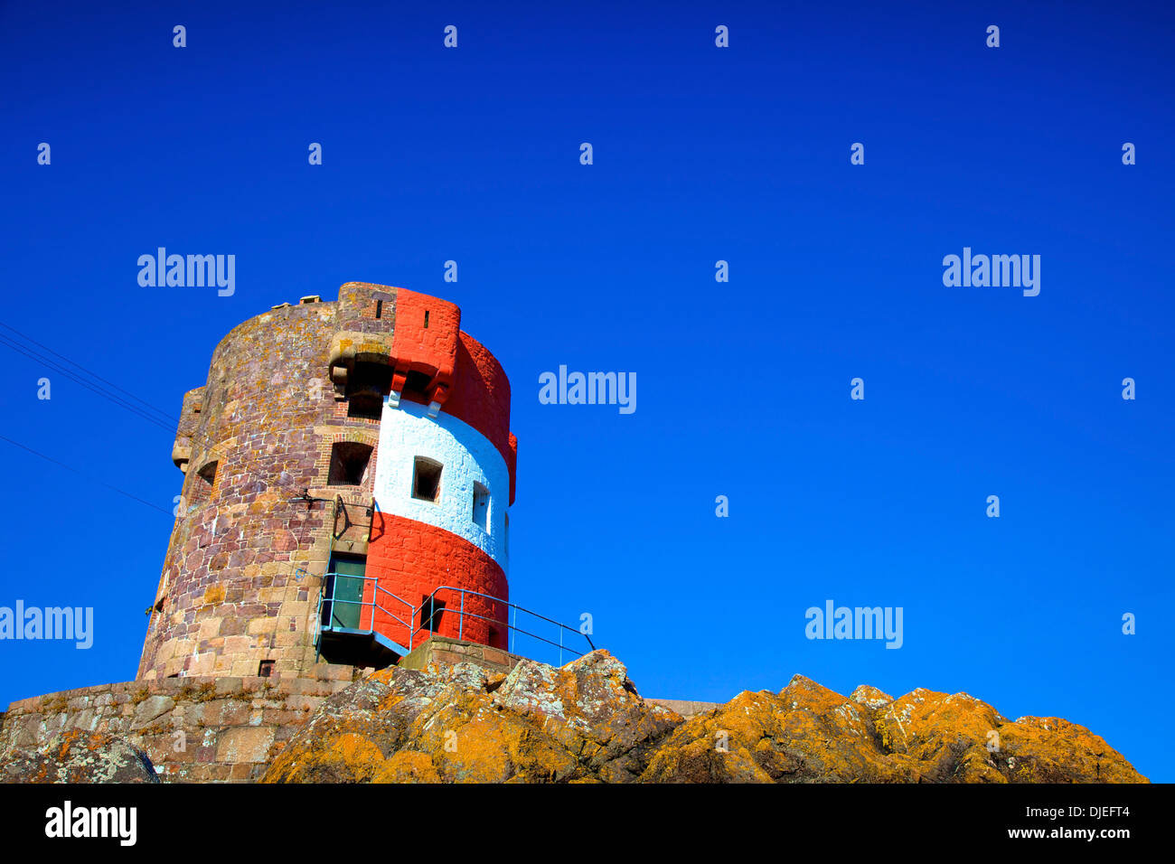 Archirondel Tower, St. Catherine's Bay, Jersey, Channel Islands Stock