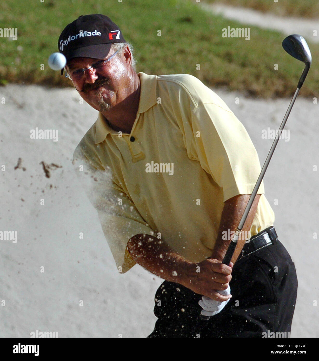 Oct 17, 2004; San Antonio, TEXAS, USA; GARY MCCORD blasts out of the sand onto the 18 th green at Oak Hills Sunday afternoon.  He sunk the long putt coming back to retain sole possession of second place at the SBC Championship. Stock Photo