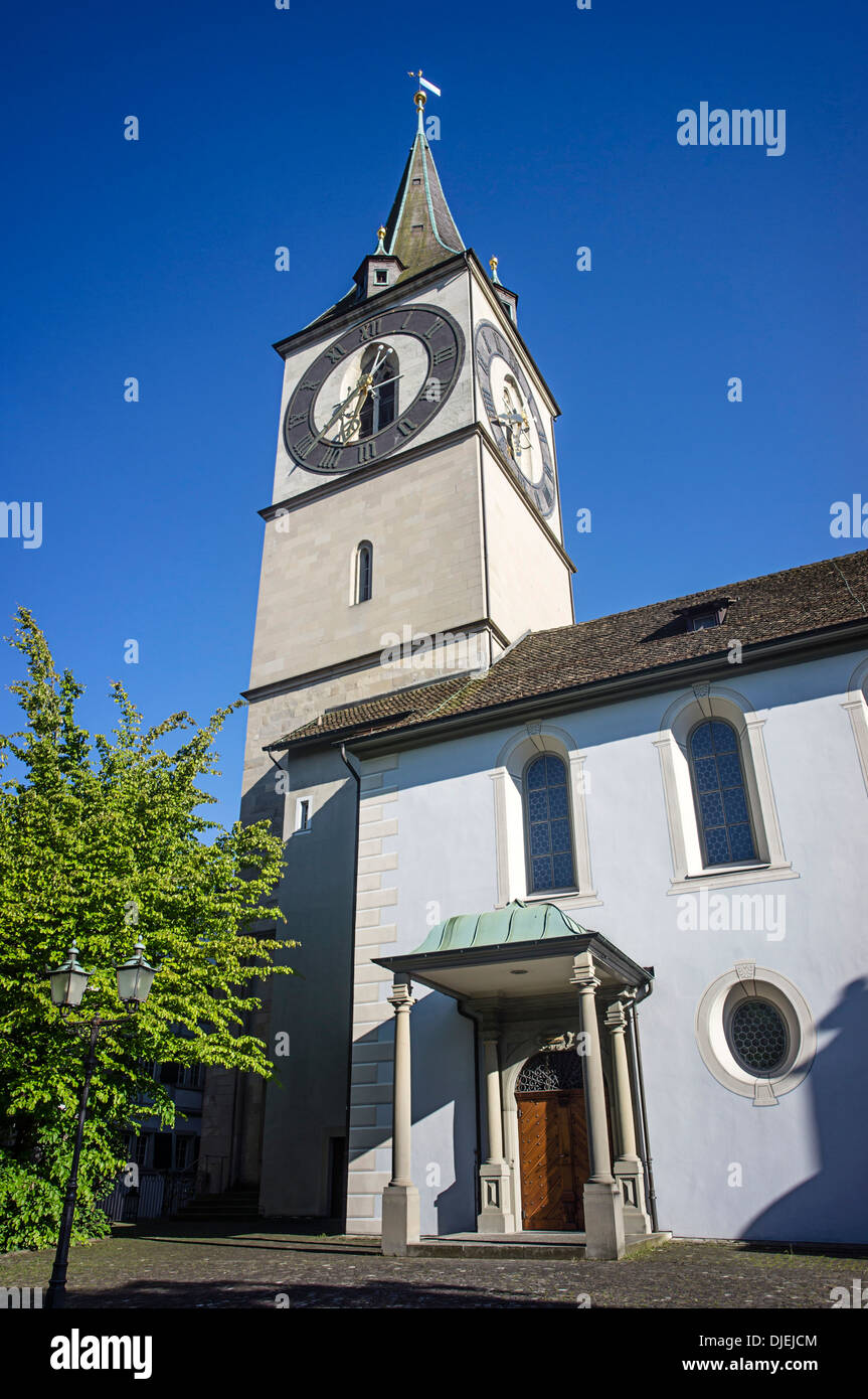St. Peters church, clock tower, Switzerland, Zurich Stock Photo