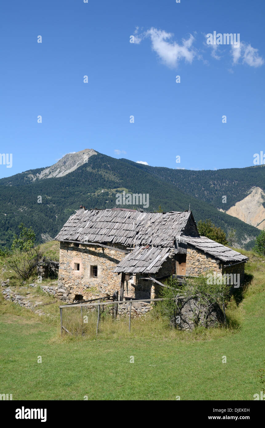 Abandoned or Ruined Alpine Farmhouse between Péone and Valberg Alpes-Maritimes French Alps France Stock Photo