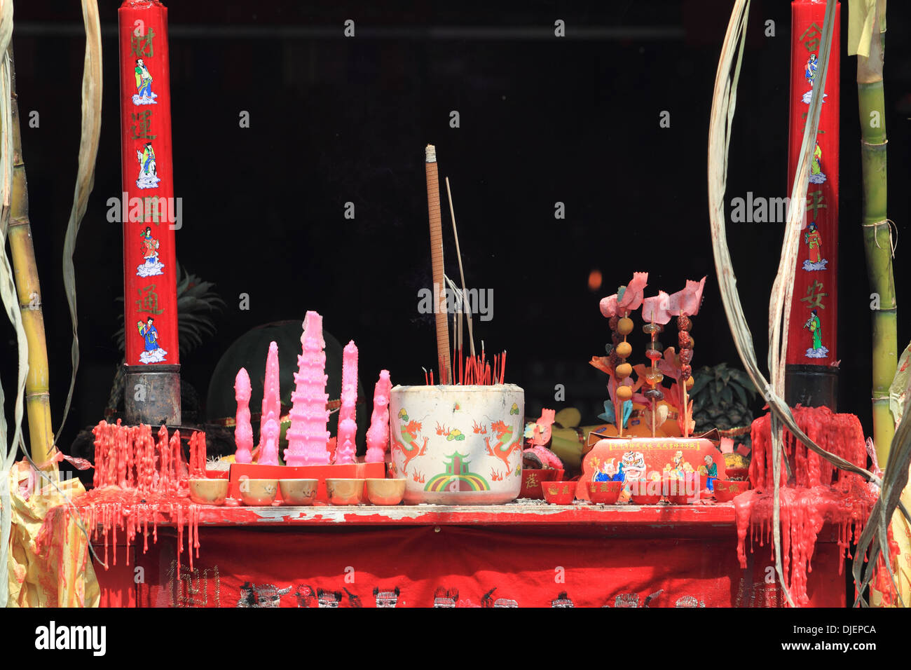 chinese altar, temple, komtar,penang,Malaysia Stock Photo