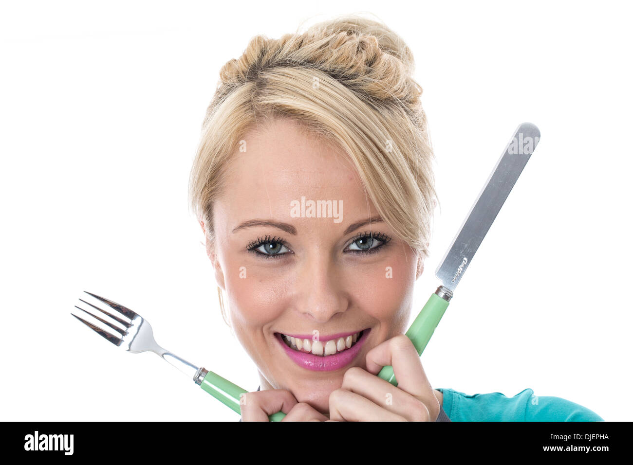 Holding knife fork hi-res stock photography and images - Alamy
