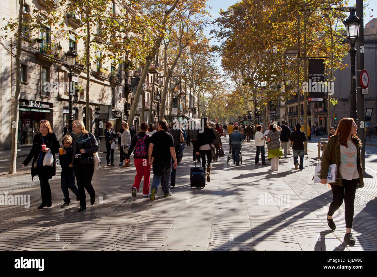 People strolling in Las Ramblas, Barcelona Stock Photo