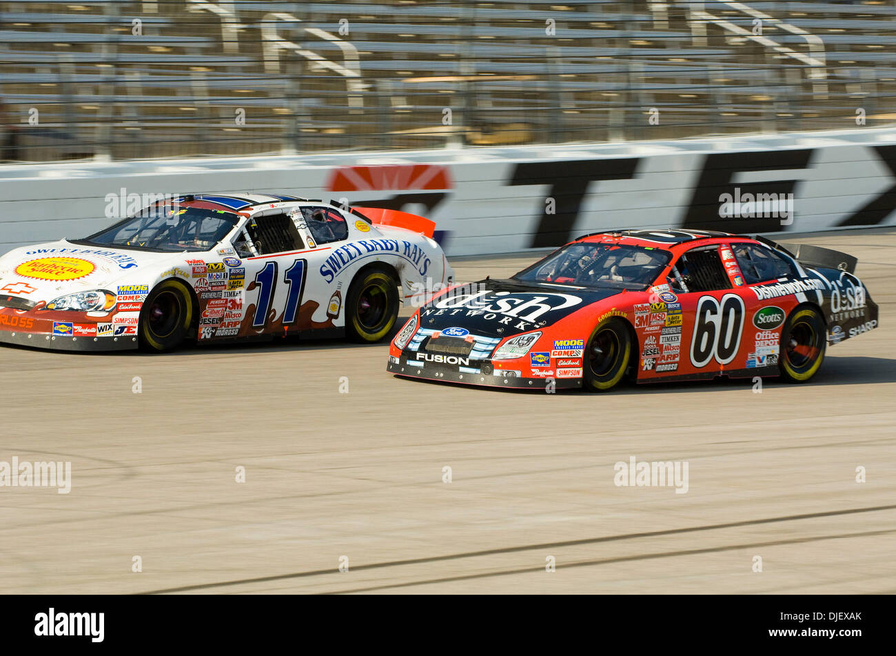 Nov 03, 2007 - Fort Worth, Texas, USA - The #60 car of CARL EDWARDS and the #11 car of JASON KELLER during the NASCAR Busch Series race at the Texas Motor Speedway. (Credit Image: © David Bailey/ZUMA Press) Stock Photo