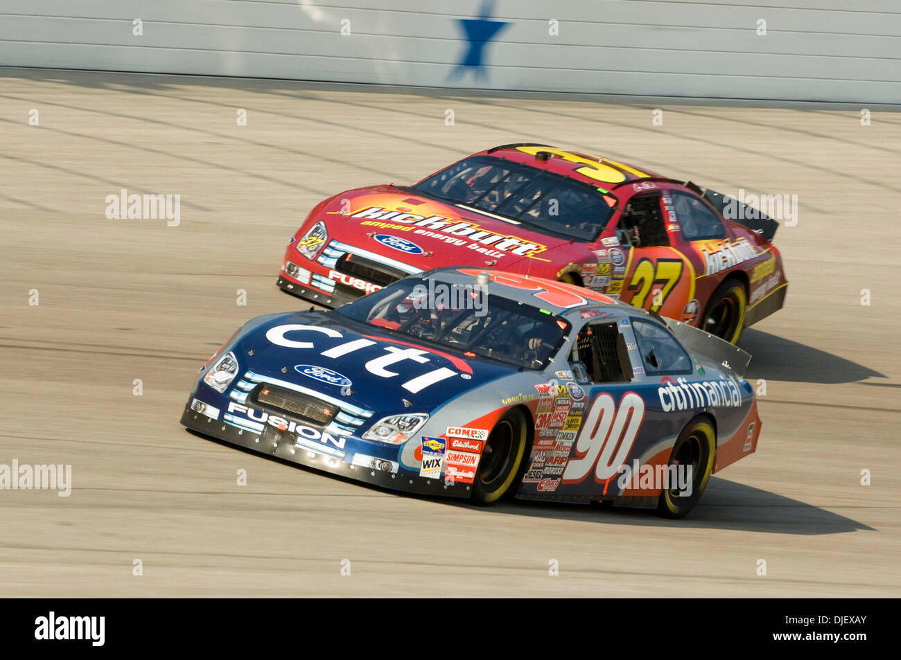Nov 03, 2007 - Fort Worth, Texas, USA - #37 CASEY ATWOOD battles for position with #90 Stephen Leicht. during the NASCAR Busch Series race at the Texas Motor Speedway. (Credit Image: © David Bailey/ZUMA Press) Stock Photo