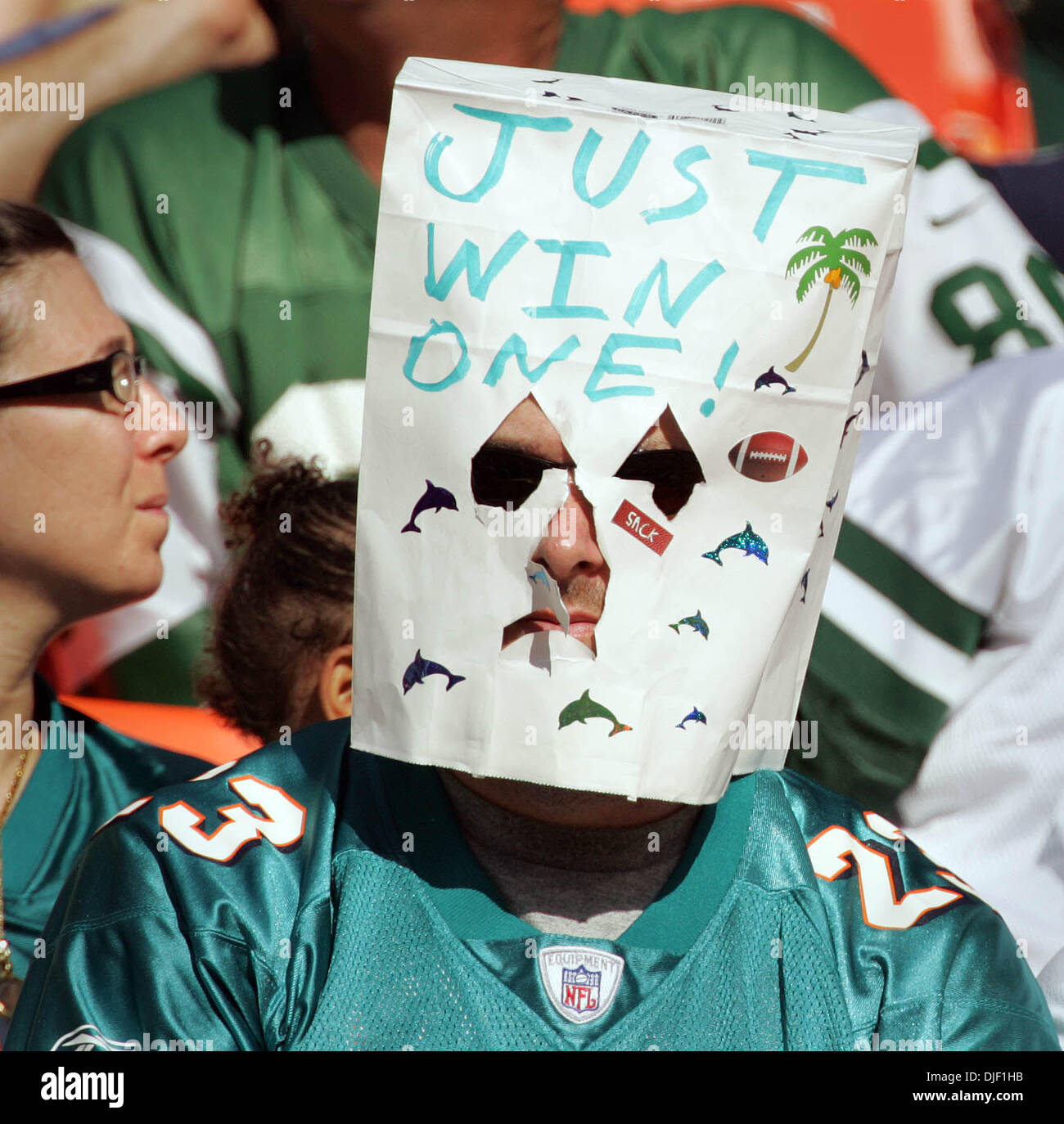 Dec 02, 2007 Miami Gardens, Florida, USA A Dolphin fan watched the