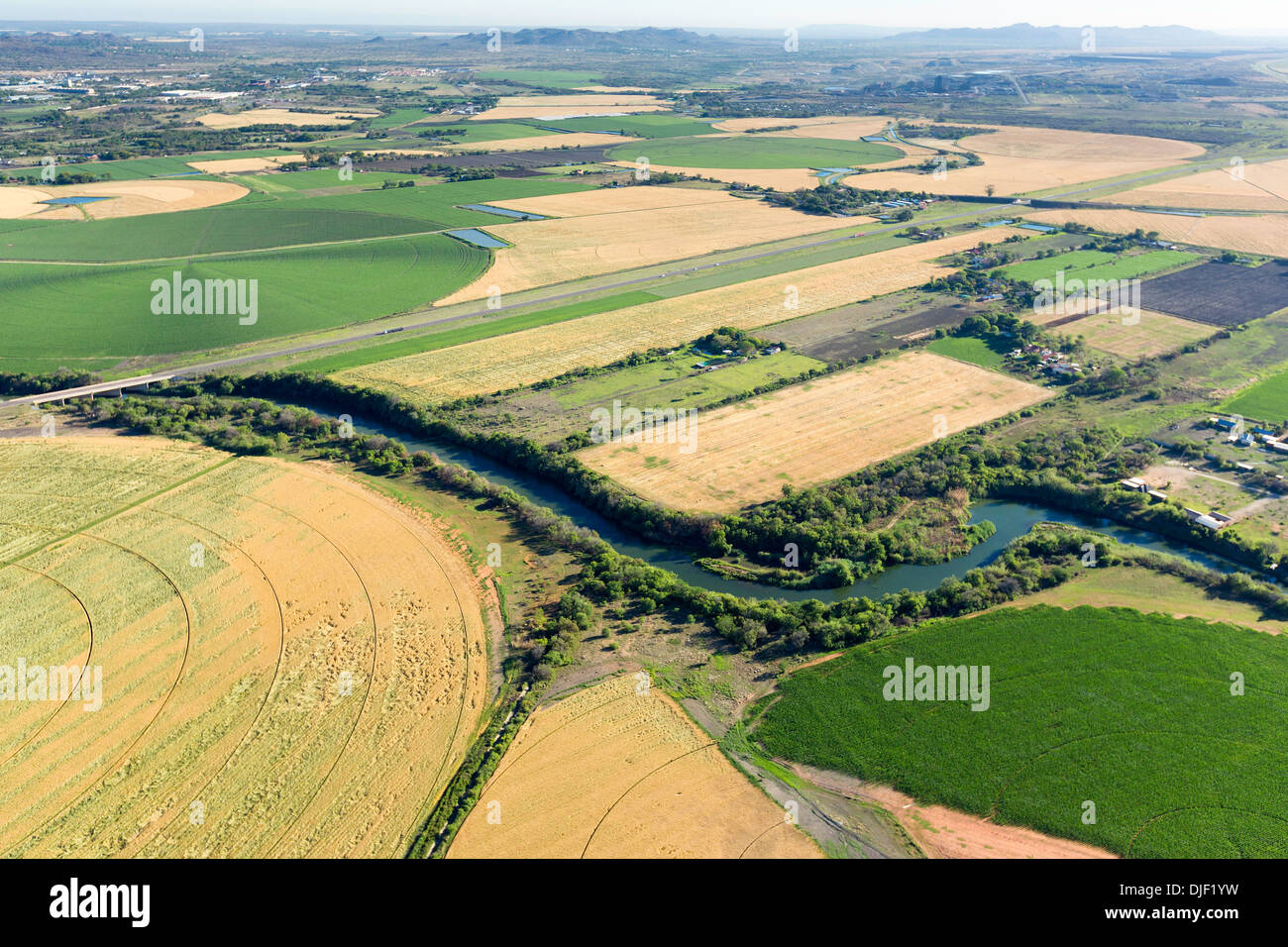 Aerial view of Hartebeesport dam farm land.South Africa Stock Photo