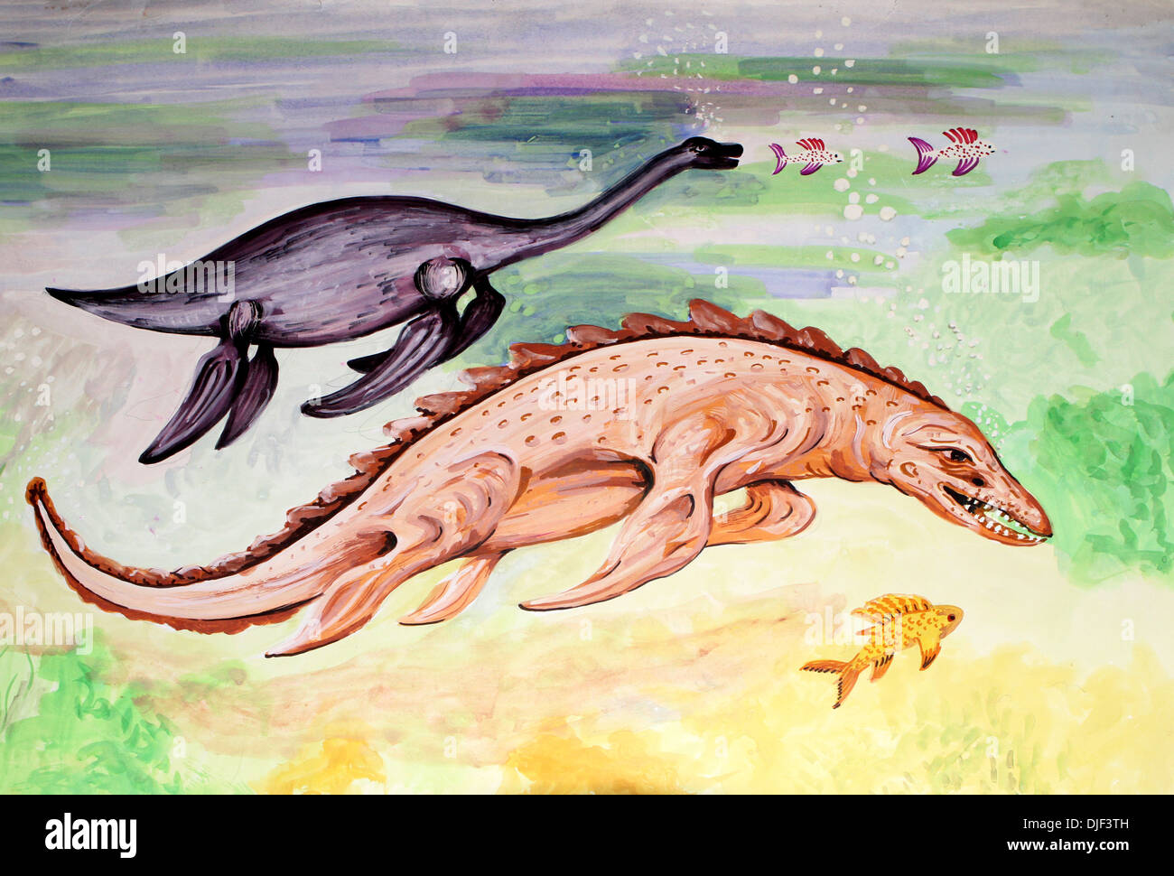 Illustration of sea dinosaurs Stock Photo